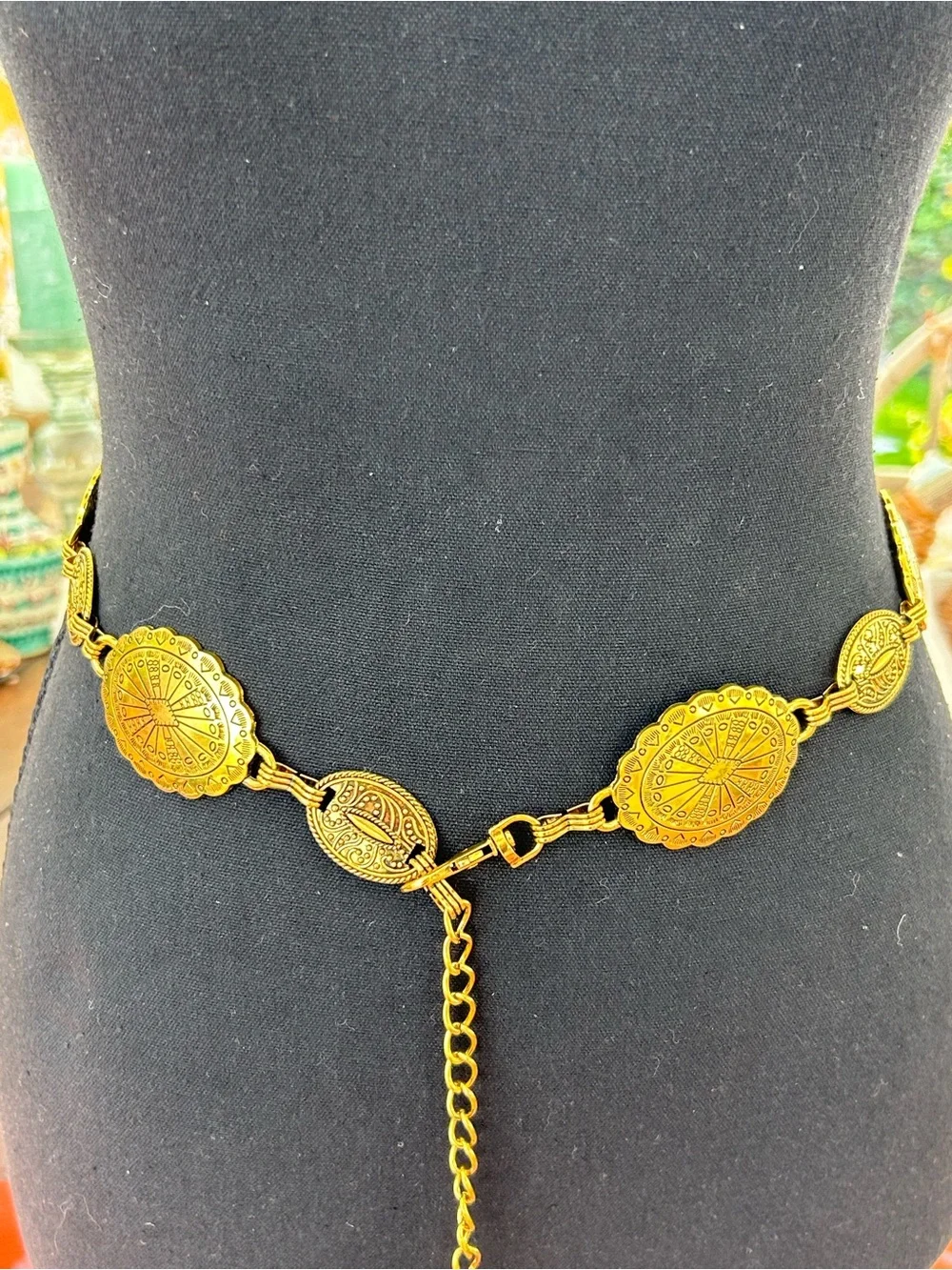 Gold tone Concho chain belt